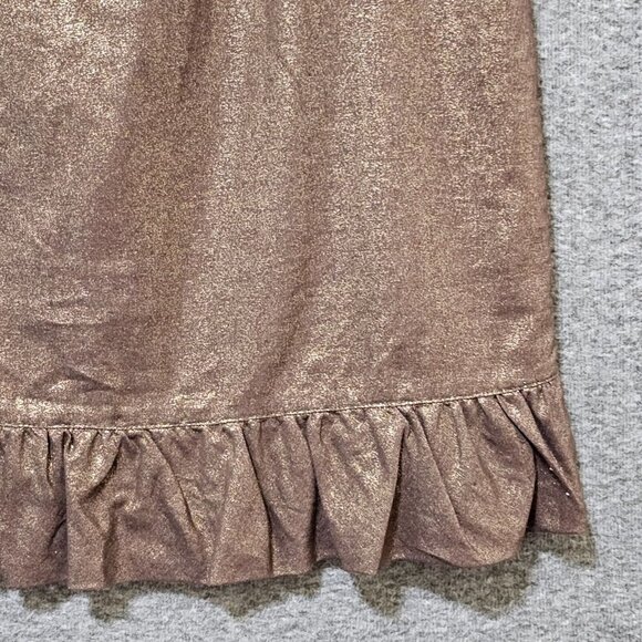 Tahari Linen Dress Womens Size 4 Bronze Metallic Knee Length Party Dress  Ruffle - Picture 3 of 16